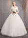 Lace Wedding Dresses Ivory Illusion Neckline Half Sleeve Floor Length Princess Wedding Dress