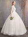 Lace Wedding Dresses Ivory Illusion Neckline Half Sleeve Floor Length Princess Wedding Dress