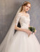 Lace Wedding Dresses Ivory Illusion Neckline Half Sleeve Floor Length Princess Wedding Dress