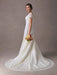 Lace Wedding Dresses Ivory V Neck Short Sleeve A Line Straps Bridal Gowns With Train