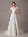Lace Wedding Dresses Ivory V Neck Short Sleeve A Line Straps Bridal Gowns With Train