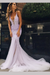 Lavender Luxurious Deep V-neck Tulle Mermaid Wedding Dress - Wedding Dresses