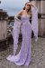 Lavender Lace Wedding Dress Mermaid Wedding Dress V Neck Long Sleeve Sexy Bridal Dresses
