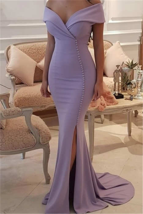 Lavender Mermaid Long Evening Dress Off-the-Shoulder