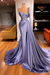 Lavender One Shoulder Mermaid Prom Dress Beaded with Split