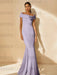Minimalist Off-the-Shoulder Mother of the Bride Dresses in Trumpet/Mermaid Style with Detachable Flower