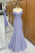 Lavender Off-the-shoulder Sweetheart Sleeveless Long Mermaid Prom Dress - Prom Dresses