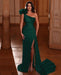 Lavender One Shoulder Beadings Split Mermaid Prom Dress Ruffles
