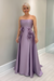 Lavender Satin Mother of the Bride Dress Strapless with Flowers - Prom Dresses