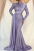 Lavender Sequins Long Sleeves High Collar Mermaid Prom Dress with Ruffle