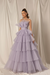 Lavender Strapless Mermaid Evening Gown with Layers and Sleeveless Design