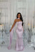 Lavender Stunning Satin Mermaid Prom Dress Yellow Beadings with Wrap