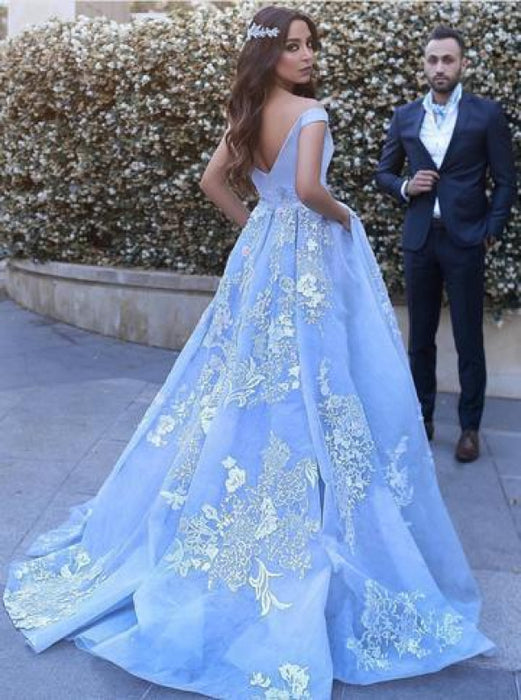 Light Blue Ball Gown Lace Wedding Dresses On Sale - Bridelily Light Blue Ball Gown Lace Wedding Dresses On Sale - Bridelily