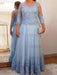 Light blue lace and tulle gown, front view on plus size model