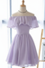 Lilac Off the Shoulder Chiffon Homecoming Cute Short Graduation Dress - Prom Dresses
