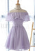 Lilac Off the Shoulder Chiffon Homecoming Cute Short Graduation Dress - Prom Dresses