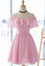 Candy Pink Off the Shoulder Chiffon Homecoming Cute Short Graduation Dress - Prom Dresses