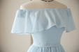 Light Blue Off the Shoulder Chiffon Homecoming Cute Short Graduation Dress - Prom Dresses
