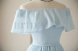 Light Blue Off the Shoulder Chiffon Homecoming Cute Short Graduation Dress - Prom Dresses