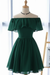 Emerald Green Off the Shoulder Chiffon Homecoming Cute Short Graduation Dress - Prom Dresses