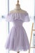 Lavender Off the Shoulder Chiffon Homecoming Cute Short Graduation Dress - Prom Dresses