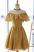 Gold Off the Shoulder Chiffon Homecoming Cute Short Graduation Dress - Prom Dresses