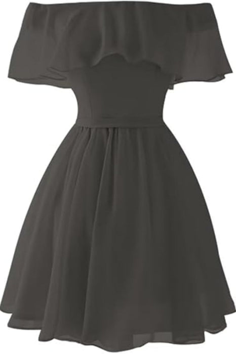 Light Blue Off the Shoulder Chiffon Homecoming Cute Short Graduation Dress Prom Dresses