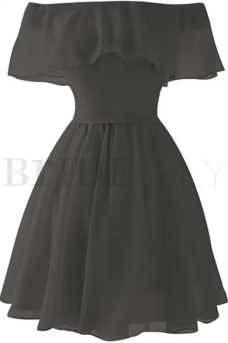 Light Blue Off the Shoulder Chiffon Homecoming Cute Short Graduation Dress Prom Dresses