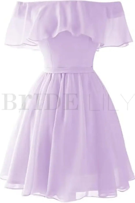 Light Blue Off the Shoulder Chiffon Homecoming Cute Short Graduation Dress Prom Dresses