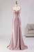 Dusty Pink Satin Strapless Mermaid Prom Dress with Slit