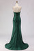 Dark Green Satin Strapless Mermaid Prom Dress with Slit