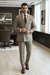 Light Brown Plaid Suit Professional Scene