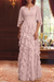 Light Pink Chiffon Mother of the Bride Dress Flutter Sleeves with Cascading Ruffles