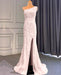 Light Purple Front Split One-Shoulder Beaded Mermaid Prom Dress with Long Ruffles