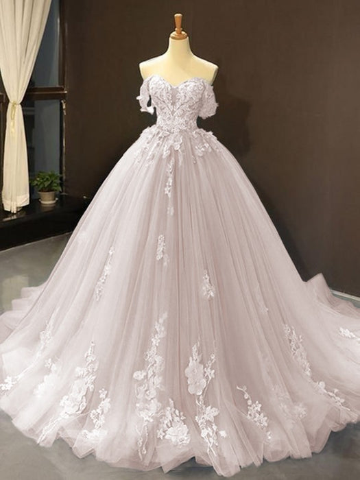 Light Sky Blue Off the Shoulder Ball Gown Tulle Quinceanera Dress with Applique