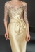 Light Yellow Bateau 3/4 Long Sleeves Satin Mother of the Bride Dresses with Lace - Prom Dresses