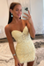 Light Yellow Lace Sweetheart Tight Short Homecoming Dress
