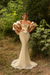 Daffodil Satin Mermaid Evening Gown Beadings Floor Length Party Dress with puffy Sleeves