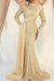 Light Yellow Sequins Long Sleeves High Collar Mermaid Prom Dress with Ruffle
