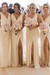 Daffodil Simple V Neck Sleeveless Sheath Pleated Chiffon Bridesmaid Dress with Split
