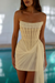 Daffodil Strapless Tulle Homecoming Dress Short with Pearls