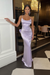 Lilac Backless Long Sleeveless Halter Prom Dress