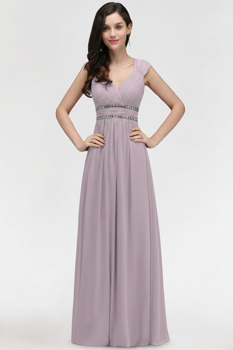 Lilac Chic Ruched Chiffon Aline Formal Dress Bridesmaid Dress with Beadings