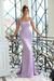 Lilac Crystal Studded Strappy Mermaid Prom Gown