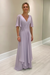 Lilac Elegant Half Sleeves V-neck Aline Wedding Guest Dress Chiffon Mother of the Bride Dress - Prom Dresses