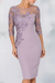 Lilac Jewel Neck Column Floral Lace Mother of the bride Dresses Half Sleeves - Prom Dresses