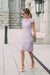 Lilac Lace Formal Dresses Knee Length Mother of the Bride Dress Cap Sleeves