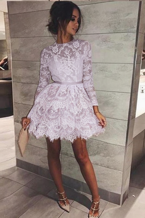 cute lace dresses cheap Pink Lace Tulle Short Prom Dress, Lace Pink Cute Homecoming Dresses US 10 / Custom Color