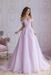 Off Shoulder Lace Prom Dress - Lilac