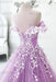 Lilac Off the Shoulder Gorgeous Long Prom Charming Formal Dress with Flowers - Prom Dresses